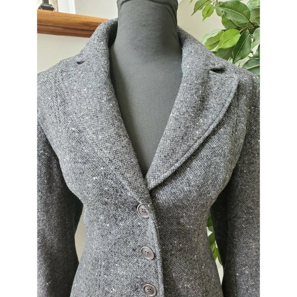 Liz Claiborne Women's Gray Wool & Nylon Long Sleeve 3 Buttons Fitted Blazer 8 - Picture 5 of 11